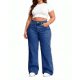 thumbnail image 5 of QERINTE Womens Plus Size Wide Leg Jeans High Waisted Stretchy Baggy Jean Denim Casual, 5 of 9