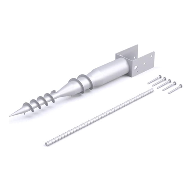 Pemberly Row Traditional Metal No Dig Ground Anchor in Silver Powder Coating