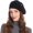 Solid Black, variant on Women Beret hat Reversible Solid Color Floral Warm Knitted Beret Cap
