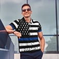 thumbnail image 4 of Balery Thin Blue Line Flag Camisa Polo de Hombre con Estampado, de Manga Corta y Tejido Medio, Camisa Tipo Golf Polo-3X-Large, 4 of 6