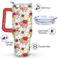 thumbnail image 3 of 40oz Pioneer Tumbler with Handle Lid and Straw,Colorful Floral Tumblers Gifts for Women Girls Men Adults（Red）, 3 of 7