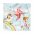 thumbnail image 1 of Pinwheel Decorative Satin Napkins Set of 4, Children Riding on Rainbow Dreamy Heart Shaped Flowers Fairy Tale Nursery Kids, Square Fabric Party & Dinner Napkin, 12", Multicolor, by Ambesonne, 1 of 2