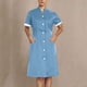 thumbnail image 1 of mfyjkho Vestidos midi para mujer, Vestido de enfermera de color liso con bolsillos, cuello alto y botones para mujer, vestido de trabajo midi Vestidos de otoño xxl, 1 of 6