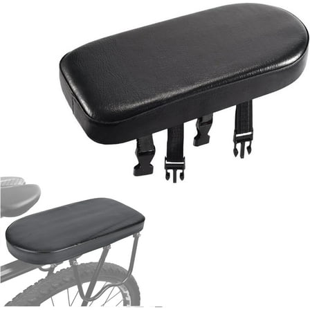 Universal Bicycle Manned Cushion, Bicycle Rear Saddle for Passenger Seats, Soft PU  Leather Bicycle Rear Seat Cushion for Adults, Fits EBikes & Regular Bikes (Black) ﻿
