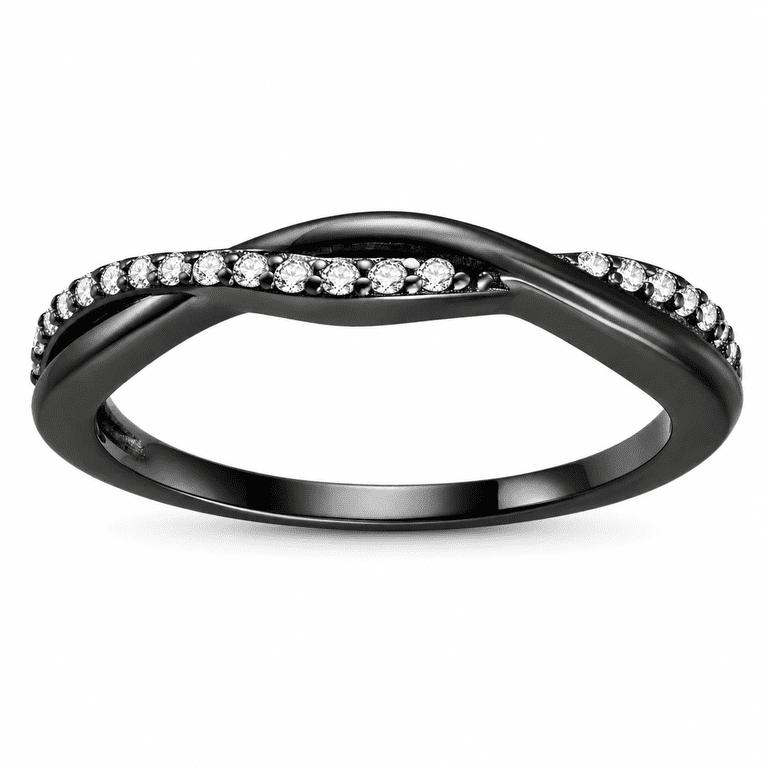 Ginger Lyne Queena Black Rhodium Wedding Band, Size 8 photo 1