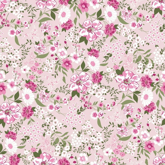 VEELIKE Pink Meadow Flower Wallpaper Peel and Stick Vintage Wallpaper Pink Floral Contact Paper for Bathroom Removable Pink Wall Paper Floral Roll for Kitchen Cabinets Walls Drawers 17.7"x118"