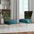 thumbnail image 4 of Designart "Yellow Cubes Over Blue Cosmic Background" Upholstered Modern Accent Chair - Arm Chair, 4 of 5