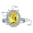 thumbnail image 5 of Bling Jewelry Womens Vintage Style 4CTW Canary Yellow CZ Oval Halo Engagement Ring Sterling Silver, 5 of 6