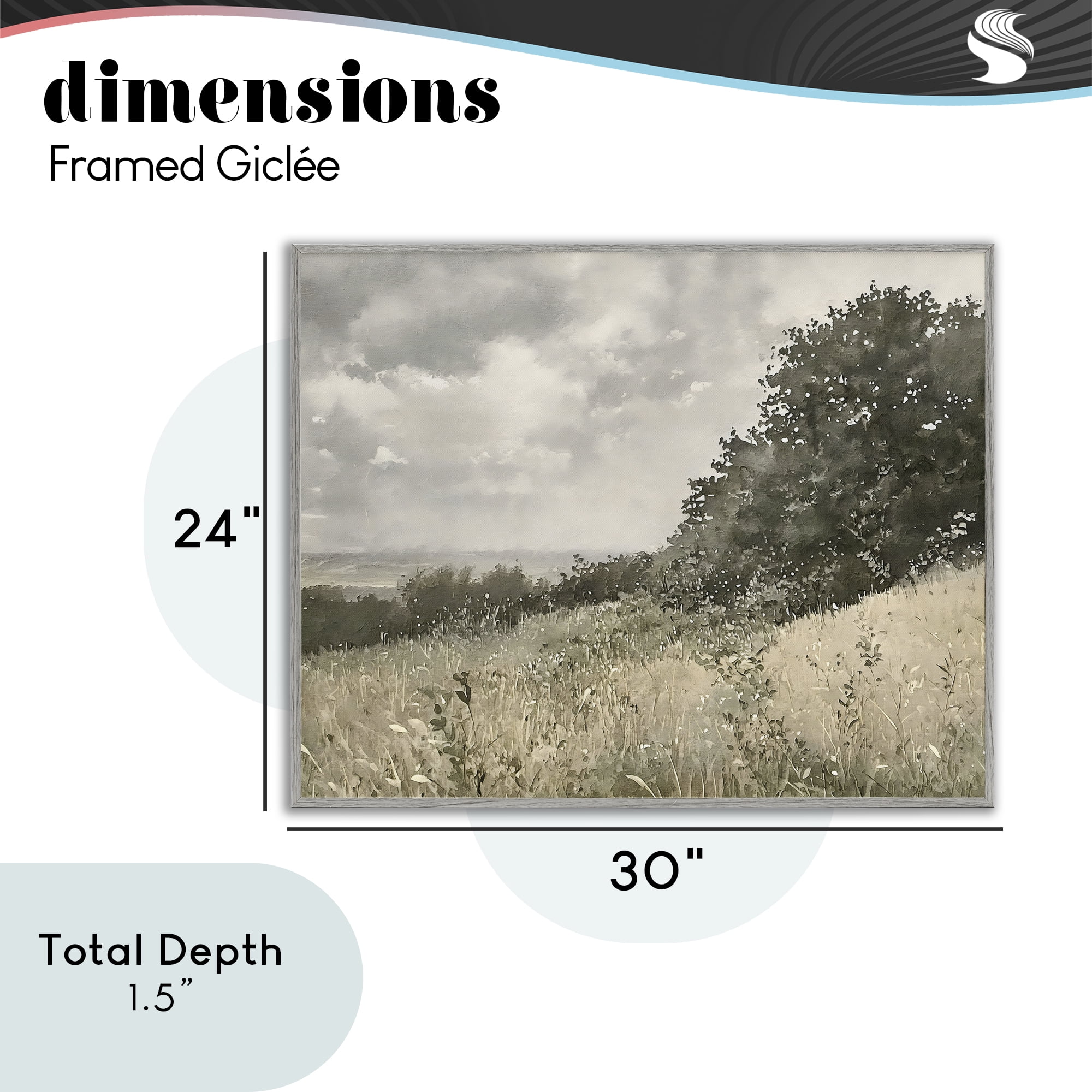 Stupell Industries Soft & Subtle Meadow Landscape Gray Framed Giclee Art, design by Riley B
