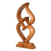 12 Wooden Handmade Abstract Sculpture Statue Handcrafted Two Hearts, One Love Gift Art Home Decor Figurine Accent Decoration Artwork Hand Carved