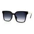thumbnail image 5 of Womens Luxury Designer Inset Lens Metal Arm Horn Rim Plastic Fashion Sunglasses Black - Smoke, 5 of 8