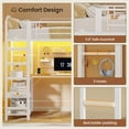 thumbnail image 6 of Twin Size Loft Bed with L Shaped Desk and 4 Drawers, Metal Bed Frame with Storage Shelf, Power Outlet and LED Lighted, No Box Spring Needed, White, 6 of 8