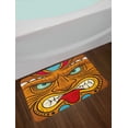 thumbnail image 2 of Tiki Bar Bath Mat, Cartoon Style Angry Looking Tiki Warrior Mask Colorful Icon Totem Culture Print, Non-Slip Plush Mat Bathroom Kitchen Laundry Room Decor, 29.5 X 17.5 Inches, Multicolor, Ambesonne, 2 of 2