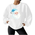 thumbnail image 6 of Women's Waffle Pullover Sweatshirt Santa Claus Graphic Tops Merry Christmas Shirts Xmas Novelty Tees Happy Festival Outfits Christmas Hat Clothing Comfy Pullovers, 6 of 7