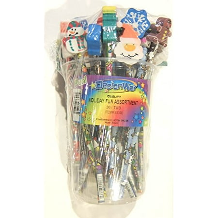 36 Holiday Fun Assortment Pencils with Toppers  Non-toxic
