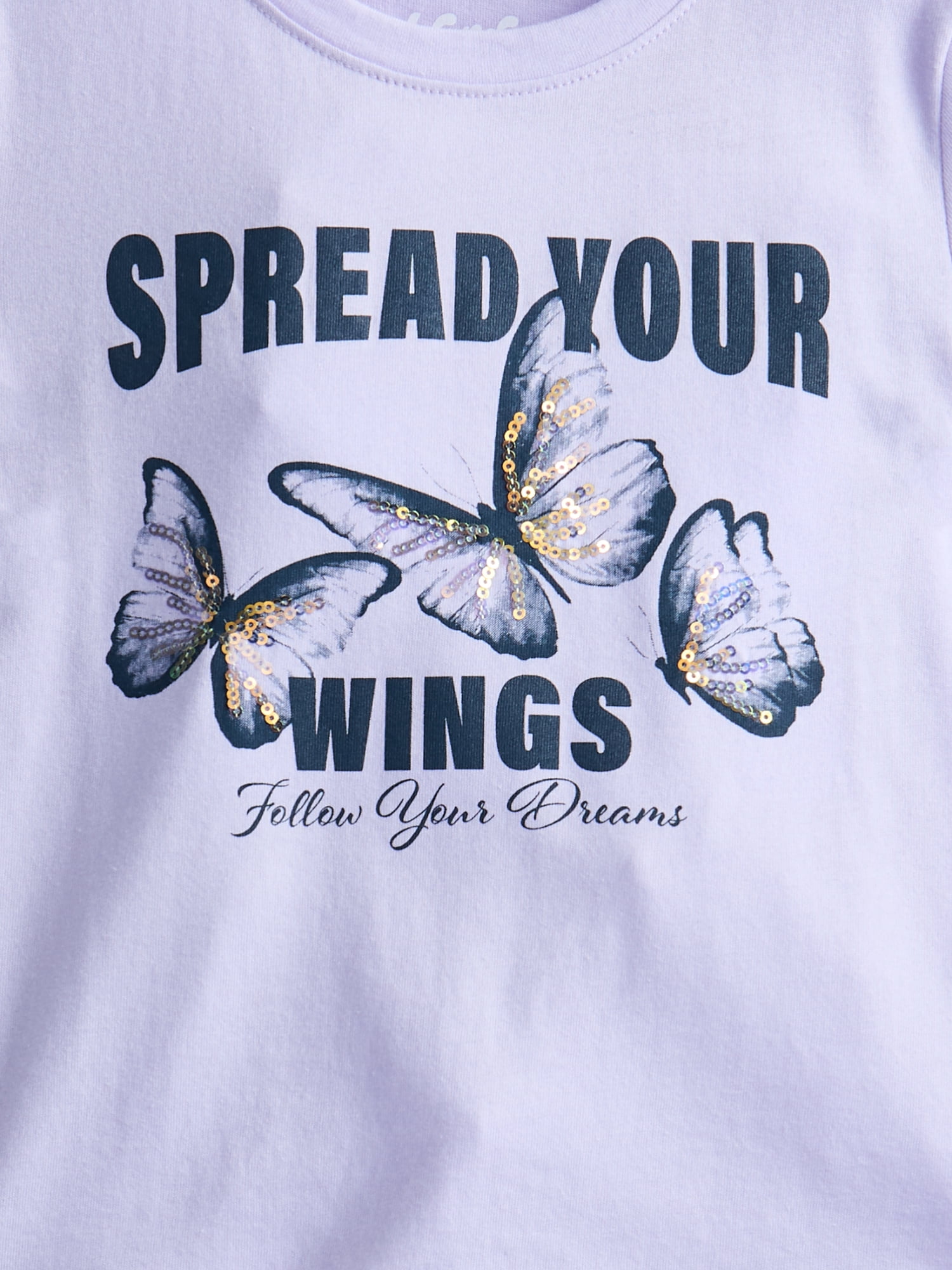 Wonder Nation Girls Embellished Graphic Tee with Short Sleeves, Sizes 4-18 & Plus