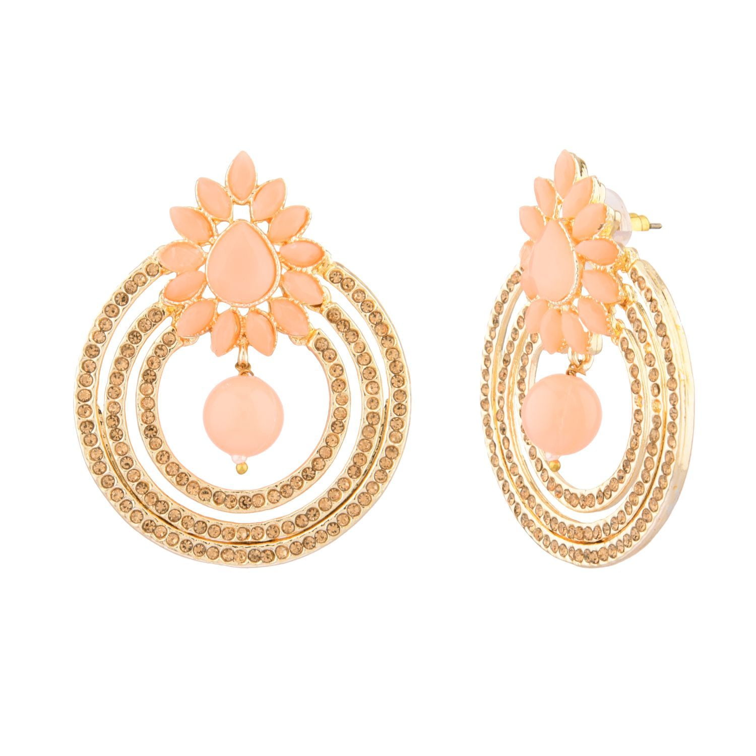 Buy OOMPH Jewellery Antique Gold Peach Bead Kundan Peacock Design Ethnic  Drop Earrings online
