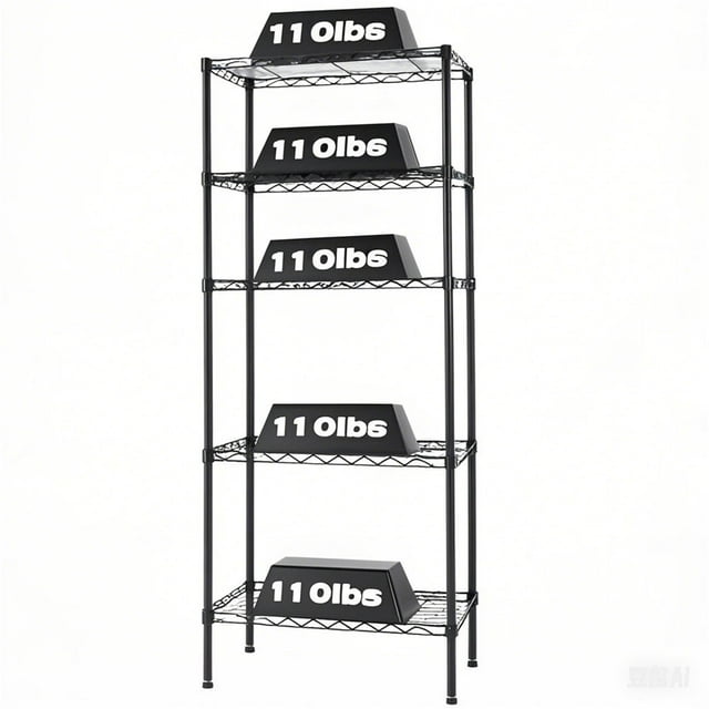 5-Tier Storage Shelf, Wire Shelving Unit, 550LBS Weight Capacity, Metal Storage Shelves Adjustable Garage Tool Shelf Standing Rack, 23.62"L x 13.78"W x 59"H