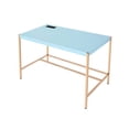 thumbnail image 3 of GZXS Minimalist 40" Home Office Desk with Charging Outlet, USB Port, Gold Legs, and Glossy MDF Top for Study or Workspaces (Light Blue), 3 of 7
