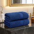 thumbnail image 2 of Ample Decor Hand Towel Set of 2 100% Cotton 18X28 inch - Quick Dry Ultra Soft and Highly Absorbent for Bathroom, Gym, Hotel, Spa - Navy, 2 of 6