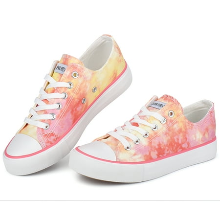 

JENN ARDOR Women s Canvas Shoes Lace up Flat Sneakers Low Top Fashion Comfort Walking Shoe