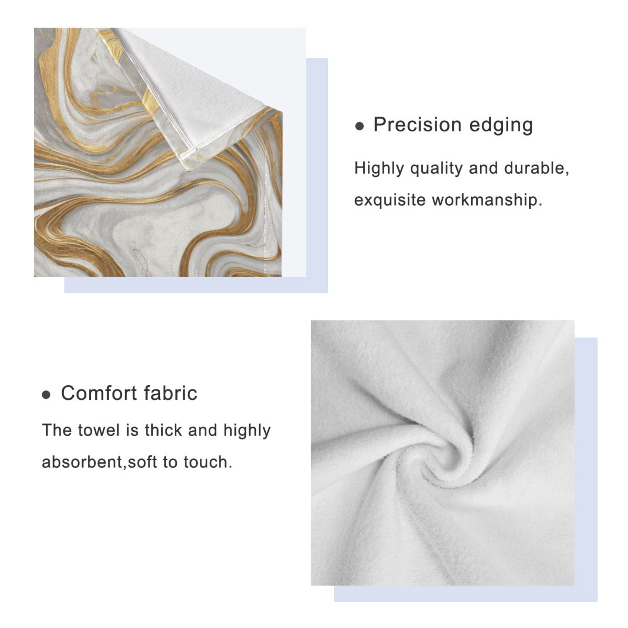 3 Sizes of Towel Sets Including Bath Towel Hand Towel and Washcloth for Daily Use Gold and White Marble