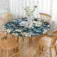 thumbnail image 2 of Water-Resistant Floral Round Tablecloth with Elastic Edge, Soft Polyester Fabric, Fits 44-52 Inch Round Dining Tables, 2 of 5