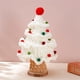 thumbnail image 4 of Árbol de Navidad simulado tejido a mano, maceta de madera, adornos tejidos con bolas de colores y bolas rojas para coche, hogar, oficina o aula. Dos colores., 4 of 7