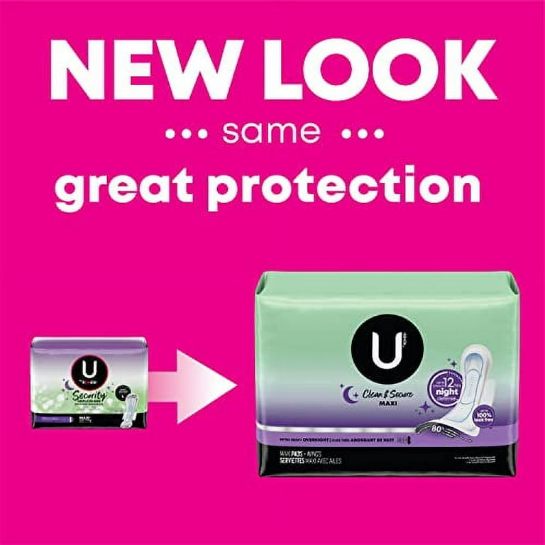 U by Kotex Clean & Secure Overnight Pads With Wings 14 Count - Voilà Online  Groceries & Offers