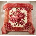 thumbnail image 3 of DBOZE Queen Size Heavy Korean Mink Fleece Blanket, Thick Soft Warm Winter Blanket, Single Ply Pink Peony Floral Design, 3 of 5