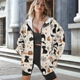 thumbnail image 3 of SCRAWLGOD Cats Pumpkins Hoodie Zip Up Women Light Weight Sweat Shirt Women Long Sleeve Women Oversized Jacket Breathable Womens Activewear Zip Up Size M for Halloween, 3 of 7