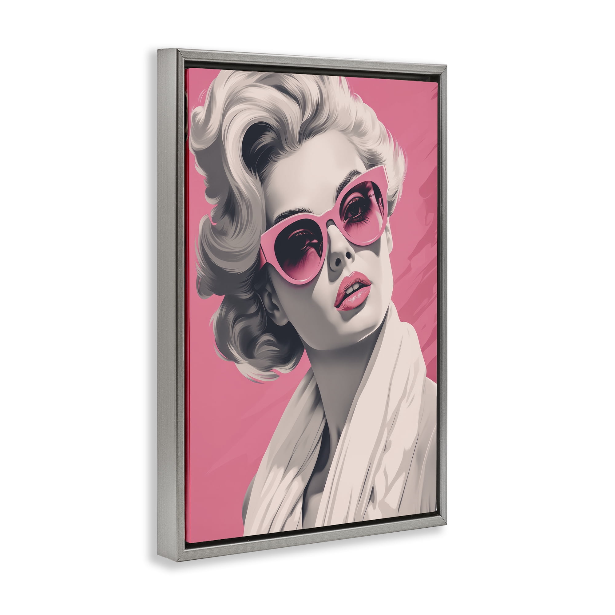 Stupell Industries Retro Chic Glamour Gray Framed Floater Canvas Wall Art, design by Andrea Haase