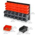thumbnail image 2 of Wall Mounted Storage Bin Rack Tool Organizer with 30 Bins, Pegboard for Garage Workshops Red, 2 of 7