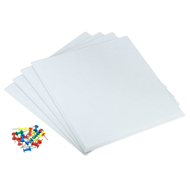 Unique Bargains Carreaux de Feutre Carré Autocollants pour Mur, Blanc 4 Pack