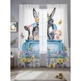 thumbnail image 3 of Blue Truck Cow Sheer Curtains 84 Inches Long 2 Panels Set, Window Sheer Curtains for Living Room/Bedroom, Animals Spring Floral Butterfly Farmhouse Light Filtering Rod Pocket Curtain 52''x84''x2, 3 of 8