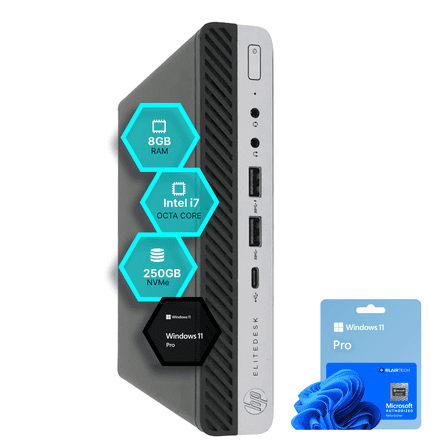 Restored HP EliteDesk 800 G5 Micro PC, Intel i7-9500T, 8GB RAM, 250GB NVMe SSD, Win 11 Pro, WiFi, Bluetooth 5G – Blair Tech (Refurbished)