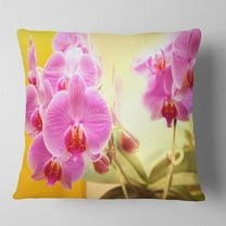 Designart Blooming Purple Orchid Flowers - Floral Throw Pillow - 16x16