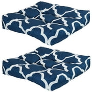 Sunnydaze 20" x 20" Navy Blue and White Quatrefoil Square Seat Cushion Set, 2 Count