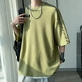 thumbnail image 3 of Mens Manual Suture Harajuku Casual T-Shirts Loose Half Sleeve Tops Streetwear, 3 of 8