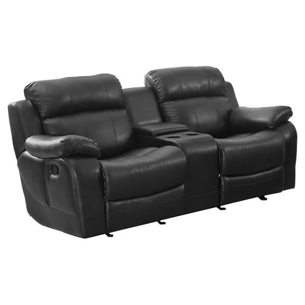 Lexicon Marille Double Glider Reclining, Leather Reclining Sofa With Center Console