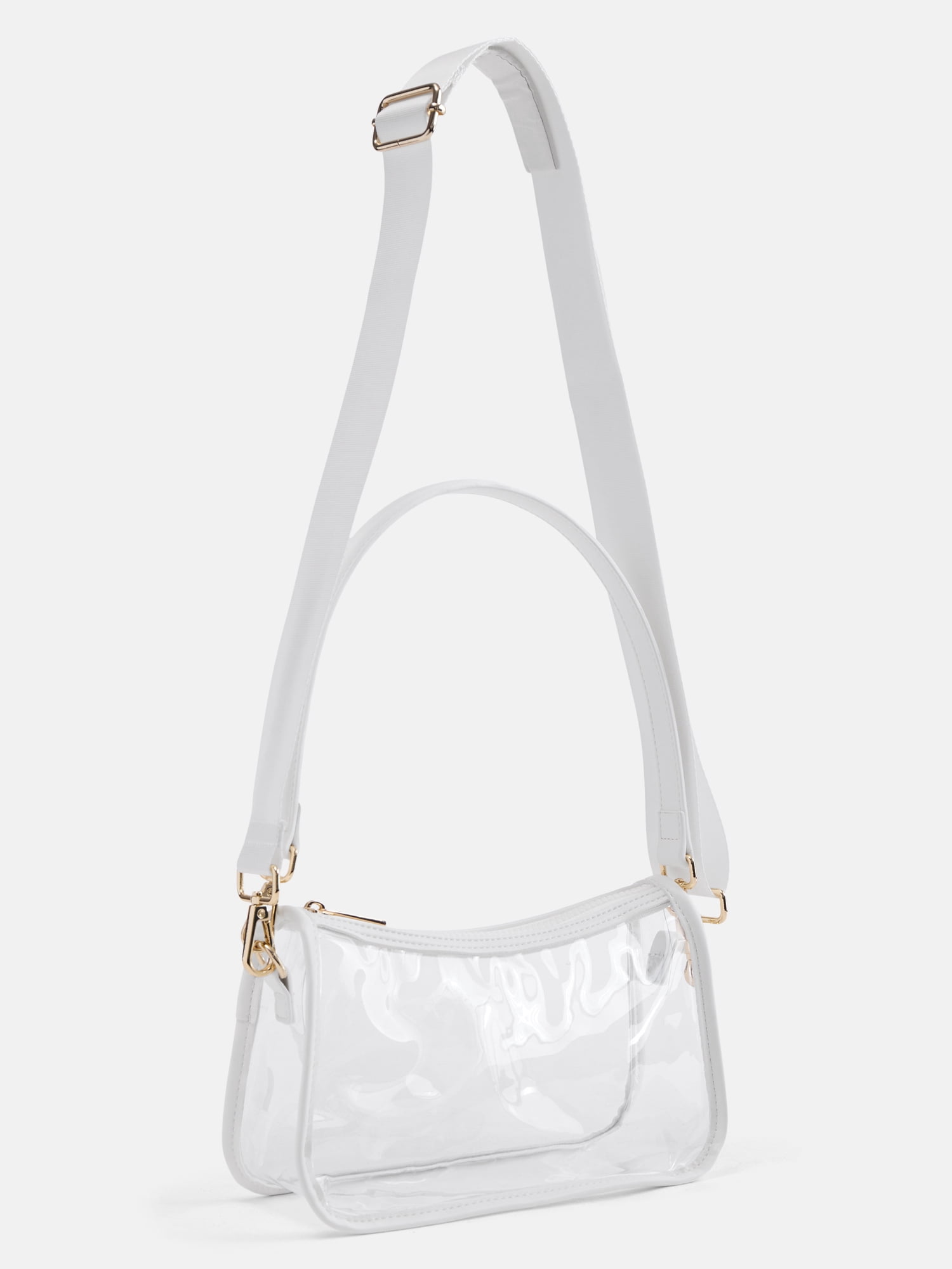 No Boundaries Women's Game Day Clear Mini Shoulder Bag, White