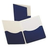 Oxford Double Stuff Gusseted 2-Pocket Laminated Paper Folder, 200-Sheet Capacity, 11 x 8.5, Navy, 20/Box