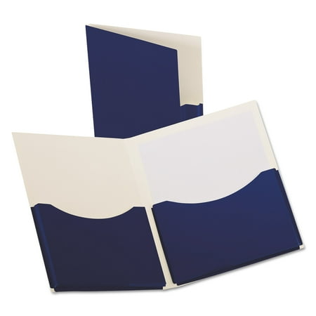 UPC: 0078787544437 | Oxford Double Stuff Gusseted 2-Pocket Laminated Paper Folder  200-Sheet Capacity  11 x 8.5  Navy  20/Box