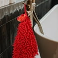 thumbnail image 3 of ELAYARD Fluffy Ball Hand Towel Red Easy to Clean Chenille for Kitchens 1Pack, 3 of 5