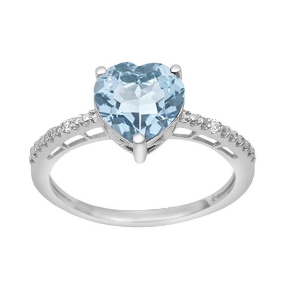 8 MM Heart Shape Blue Topaz 925 Sterling Silver Solitaire Valentines Day Gifts Ring
