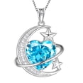 thumbnail image 1 of Juwaliy 13MM Mujeres Moon Star Necklace Corazón Piedra de Nacimiento de Marzo Dije de Plata Esterlina 925 Aguamarina Azul Planeta Joyería Celestial Regalo de Cumpleaños Navidad San Valentín para, 1 of 10