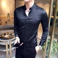 thumbnail image 3 of Camisas y blusas de manga larga lisas para hombre, blusas de seda de negocios de verano con botones para hombre, moda 2024, ropa social de alta calidad SI, 3 of 5