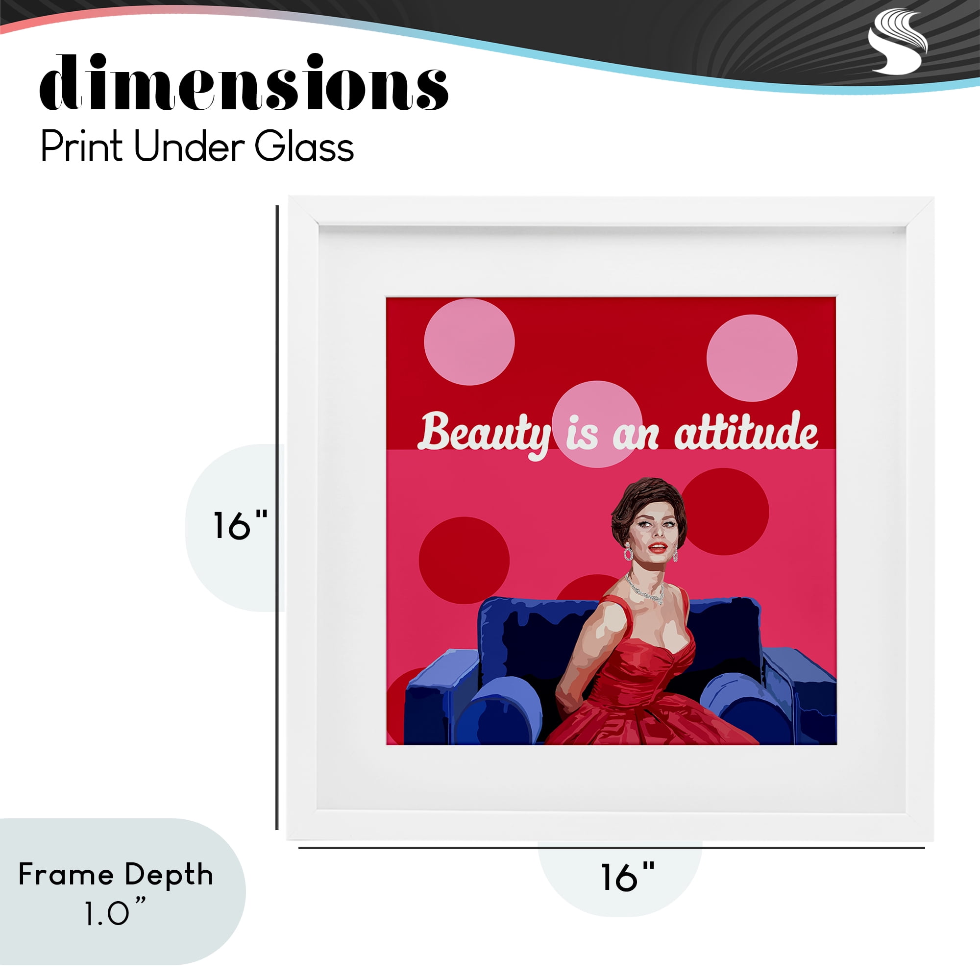 Stupell Industries Beauty Is An Attitude White Framed Print Under Glass, design by Lynnda Rakos