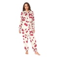 thumbnail image 4 of Adult Christmas Onesie Red Bow Cherry Adult Zipper One-Piece Pajamas Unisex Pajamas with Pockets, 4 of 6
