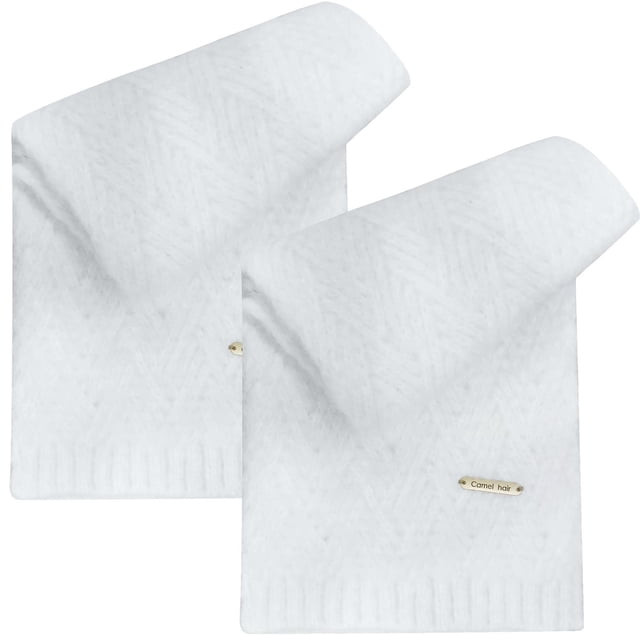 Bufanda Artesanal Camello CamelScarfWhite 2Pzas Blanco 148cm x 23cm Hecha a Mano Camello.